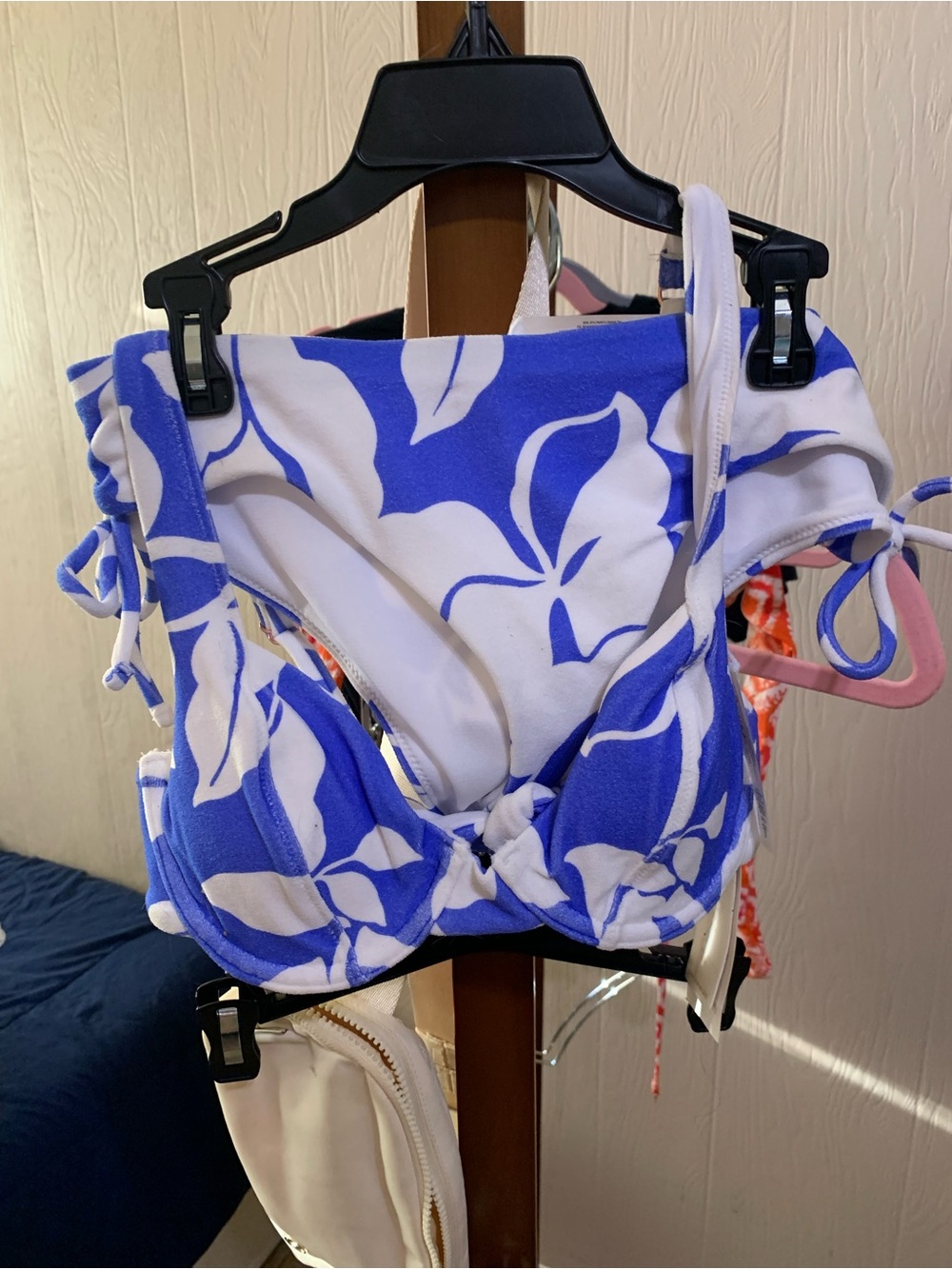 Raisins Blue and White Floral Bikini Top